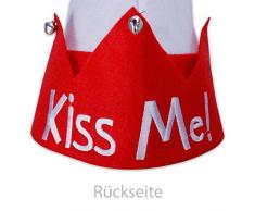 3 x Nikolausmütze Weihnachtsmütze Elfe Wichtel Kiss me rot - weiß mit Glocke