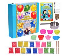 KRAFTZLAB Ultimatives Set zum Kerzen Selbermachen - Enthält Kerzenwachs in 5 Farben, 7 Gussformen für Kerzen, 10 Dochte, 1 Schmelzbecher und mehr - Tolles DIY Einsteiger-Set für Kinder und Erwachsene