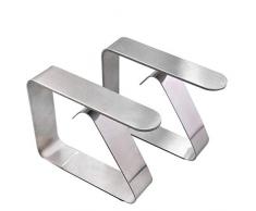 Coideal 8 Stück Tischtuchklammern Edelstahl verdickter, Tischdeckenklammer Tischabdeckungsklemmen Tischdecke Clips Tischtuch Clips für Picknick, Grillen, Hochzeit, Party (Silber - Plain)