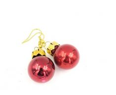 Weihnachtskugel Glitzer Christbaumkugel Damen Ohrringe rot gold