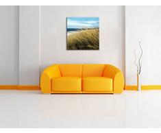 Schilf Gras am Ufer, Format: 40x40 auf Leinwand, XXL riesige Bilder fertig gerahmt mit Keilrahmen, Kunstdruck auf Wandbild mit Rahmen, günstiger als Gemälde oder Ölbild, kein Poster oder Plakat