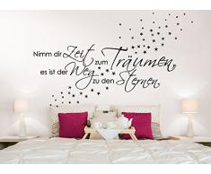 Wandora G003 Spruch Schlafzimmer Nimm dir Zeit zum Träumen... + Sterne Wandaufkleber Wandsticker cremeweiß (BxH) 172 x 58 cm