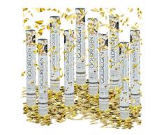 Relaxdays 10 x Party Popper 40 cm im Konfettikanonen Set, Konfetti Bombe für Hochzeit und Geburtstag, Konfetti Shooter 6-8 m Effekthöhe, Gold metallic