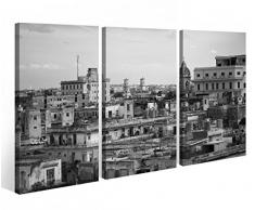 Leinwandbild 3 Tlg. Skyline Havanna Stadt Kuba Häuser Leinwand Bild Bilder Holz fertig gerahmt 9P982, 3 tlg BxH:90x60cm (3Stk 30x 60cm)