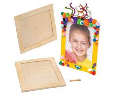 Baker Ross Große Holzbilderrahmen (4 Stück) – für Kinder zum Basteln, Gestalten und Verschenken