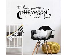 Wandaufkleber Text Aufkleber Ich Liebe Dich Zum Mond Und Zurück Zitat Kinderzimmer Baby Zimmer Aufkleber Kunst Wandbild Romantik 70X30Cm