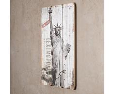 Holzbild Holzschild New York Freiheitsstatue USA Schild 60x40cm - Wandbild Dekoschild Vintage Bild Holz Holzlatten Holztafel Wanddeko Wandobjekt Wandschild