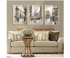 RuiChuangKeJi Nordischen Stil Modernen Stil Abstrakte Ölgemälde Leinwand Retro Stadtstraße Landschaft Ölbilder Dekorative Malerei Wand Art50x70cm Kein Rahmen