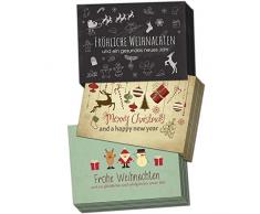 30 Weihnachtskarten und 30 Umschläge im Set (3 verschiedene Motive) Vintage Modern Weihnachten Grußkarten im Postkarten Format