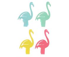 MIK Funshopping 4-teiliges Set Tischdeckenklammern Tischtuchhalter aus Metall Tropical (Flamingo 4-farbig)