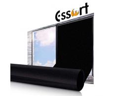 Essort Schwarze Blickdicht Fensterfolie, Selbstklebende Fensterfolie Sonnenschutzfolie für Schlafzimmer Badezimmer Anti-UV elektrostatische Fensteraufkleber Verdunkelungsfolie 90x200cm