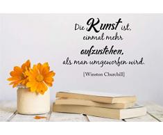 Wandaufkleber/Wandtattoo/Wandsticker - Zitat v. Winston Churchill ***Die Kunst ist, einmal mehr aufzustehen, als man umgeworfen wird. (Größen.- und Farbauswahl)