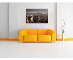 New York City bei abendrotem Sonnenuntergang B&W Detail, Format: 100x70 auf Leinwand, XXL riesige Bilder fertig gerahmt mit Keilrahmen, Kunstdruck auf Wandbild mit Rahmen, günstiger als Gemälde oder Ölbild, kein Poster oder Plakat