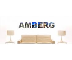 Wandtattoo farbige Wandschrift Städtename Amberg mit Sehenswürdigkeiten 80 x 12 cm Länge
