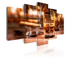 murando - Bilder 200x100 cm Vlies Leinwandbild 5 TLG Kunstdruck modern Wandbilder XXL Wanddekoration Design Wand Bild - Whisky Zigarre 030106-13