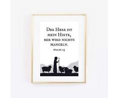 Din A4 Kunstdruck ungerahmt Spruch Bibelvers - Der Herr ist mein Hirte - Psalm 23 - Glaube Gott Religion Bibel Jesus Poster Bild