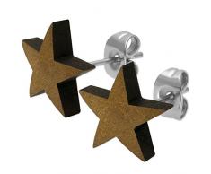 SoulCats® 1 Paar Stern Ohrstecker aus Holz in der Farbe hellbraun