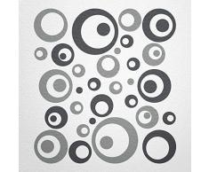 WANDfee Wandtattoo Kreise Punkte 50 Aufkleber FARBWUNSCH Wandaufkleber Kinderzimmer Fliesenaufkleber Badezimmer Küche grau dunkelgrau