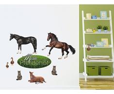 GRAZDesign Wandtattoo Pferde Pferdehof für Mädchen Zimmer, Geschenkidee Pferdeliebhaber / 150x57cm
