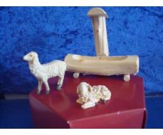 Krippenzubehör, Holzbrunnen natur mit 2 Schafe, Größe 10x4x8