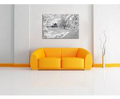 einsame Hütte in schöner Winterlandschaft schwarz/weiß Format: 60x40 auf Leinwand, XXL riesige Bilder fertig gerahmt mit Keilrahmen, Kunstdruck auf Wandbild mit Rahmen, günstiger als Gemälde oder Ölbild, kein Poster oder Plakat