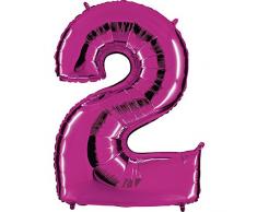 Folienballon Zahl 2 Lila - Riesenbuchstabe XXL Ballon Für Luft Und Helium Zum Geburtstag, Hochzeit, Party, Dekoration