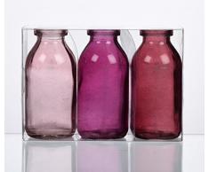 Unbekannt Sandra Rich. Glas VASE Bottle klein. 3 kleine Flaschen ca 10,5 x 5 cm. Fuchsia - ROSA 1165-10-11