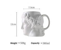 Keramik Kaffeemilchbecher Schwarz Weiß Porzellanskulptur Porzellantasse 580ML Haushaltswassertrinkgeschirr 400-600 ml/Weiß