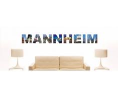 INDIGOS UG - WANDTATTOO / Wandsticker / Wandaufkleber / Aufkleber farbige Wandschrift Städtename Mannheim mit Sehenswürdigkeiten 80 x 9 cm Länge