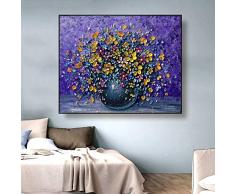 YuanMinglu Wandkunst abstrakte Kunst Blumenölgemälde und Kalligraphie Wandgemälde Ölgemälde auf Leinwand Wohnkultur Retro-Poster und Vintage-Druck rahmenlose Malerei 50X60CM