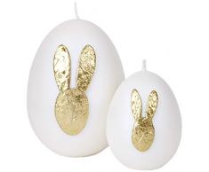 holzalbum Ostereier 2er Set Osterkerzen Osterhase 3D Motiv aus Wachs Eierkerze Osterdekoration