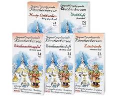 5 Päckchen Knox Räucherkerzen - Waldduft, Honig-Lebkuchen, Weihnachtsapfel, Weihnachtsduft, Zimtrinde.