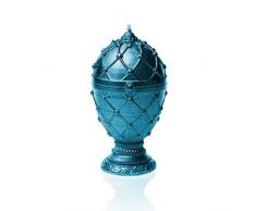 Candellana Kerzen – Kleine Musikspieluhr Fabergé-Ei Kerze, Blau Metallic, 98mm x 55mm x 55mm