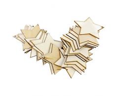 ForuMall 25 x Holzstern-Formen, blanko Holz-Etiketten mit Loch 80 mm