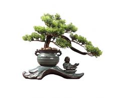 Bonsai Baum Kreativer künstlicher Baum Begrüßung Kiefer Heimtextilien, künstliche Pflanzendekoration grüne Pflanze Indoor Tischplatte künstliche Topf Ornamente, Keramikfiguren Zeder Artificia