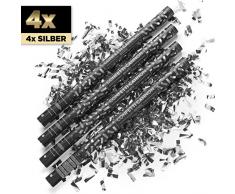 PartyMarty 4X XXL Konfetti-Shooter Silber 80 cm - Party Popper Konfettikanone Konfettishooter Streamer - für Silvester, Hochzeit, Party, Geburtstag & Co GmbH®