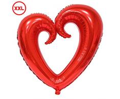 DIWULI, gigantischer XXL Herzballon Rot, Luftballon in Herzform hohl, edler Herz-Ballon groß, Herzluftballon, Herzfolienballon, Folien-Luftballon, Folien-Ballon für Geburtstag, Hochzeit, Dekoration