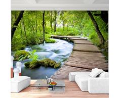 Fototapeten Wasserfall Brücke 352 x 250 cm Vlies Wand Tapete Wohnzimmer Schlafzimmer Büro Flur Dekoration Wandbilder XXL Moderne Wanddeko - 100% MADE IN GERMANY - Natur Landschaft Runa Tapeten 9035011a