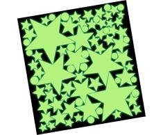 50 Leuchtende Sterne Set XXL - Wandtattoo Leuchtsterne Fluoreszierend, Wandsticker Nachtleuchtend - Glow im Dunkeln, Leuchtaufkleber, Sternenhimmel Wandaufkleber - Selbstleuchtend hohe Leuchtkraft