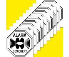 10 Stück 5cm Alarm gesichert Aufkleber Sticker Warnung Hinweis Balkon Tür Fenster Rahmen
