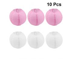Toyvian Papierlaternen, 20 cm, faltbar, dekorative chinesische Papier-Hängedekorationen, runde Kugel-Laternen für Zuhause, Partys, Hochzeiten, 10 Stück