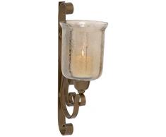 Deco 79 Wandkerzenleuchter aus Metall und Glas 7 D x 11 W x 20 H braun