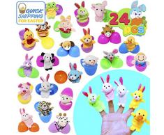 JOYIN 24 Stück Surprise Ostereier, Fingerpuppe Eier Befüllen für Ostern Partyzubehör, Osterkorb Füllstoffe, Klassenzimmer Anreize, Kinderspielzeug und Überraschungsgeschenk