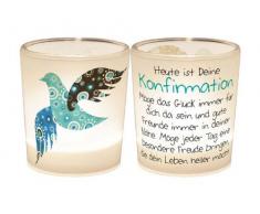 La Vida 1010541710 Teelichtglas 6x6cm Heute ist deine Konfirmation Geschenk Deko KERZE