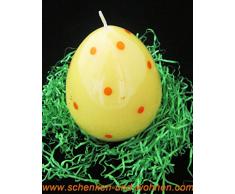 Eierkerze - Gelb, orange gepunktet ca. 8 cm Durchmesser, Höhe ca. 10 cm