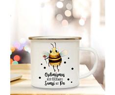 ilka parey wandtattoo-welt Emaillebecher Becher Tasse Camping Biene Sumsi Spruch Optimismus rückwärts. Kaffeetasse Geschenk Spruchbecher eb340
