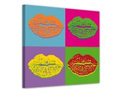 Wandbild - Pop-Art - Lippen Bild auf Leinwand - 60x60 cm - Leinwandbilder - Urban & Graphic - Andy Warhol - Retro - bunt