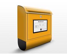 Design Briefkasten Postkasten | Briefe Post Päckchen Sendung Gelb, Postkasten mit Zeitungsrolle, Wandbriefkasten, Mailbox, Letterbox, Briefkastenanlage, Dekorfolie