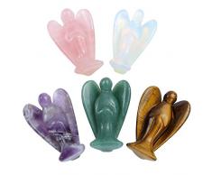 CrystalTears Fengshui Dekoration 5 pics/Set Healing Figur Engel Edelstein Kristall Schutzengel Talisman Energietherapie Glücksbringer Reiki Deko 50mm
