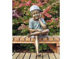 pompidu-living sitzender Junge, Bronzefigur H 60cm